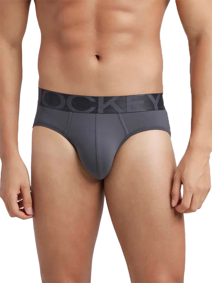 Men's Tactel Microfiber Elastane Stretch Solid Brief - Ebony