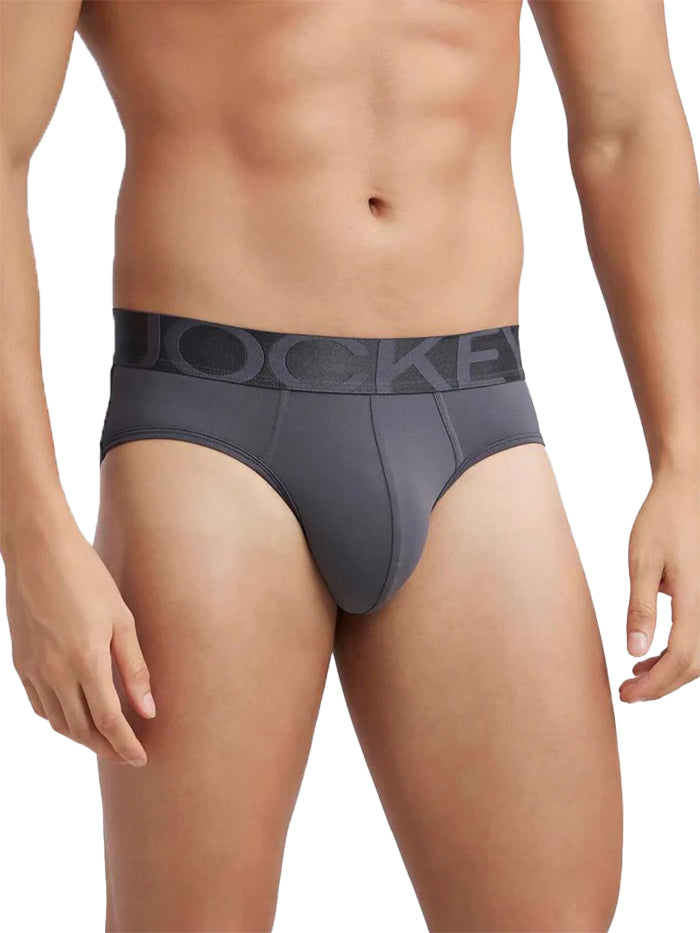 Men's Tactel Microfiber Elastane Stretch Solid Brief - Ebony