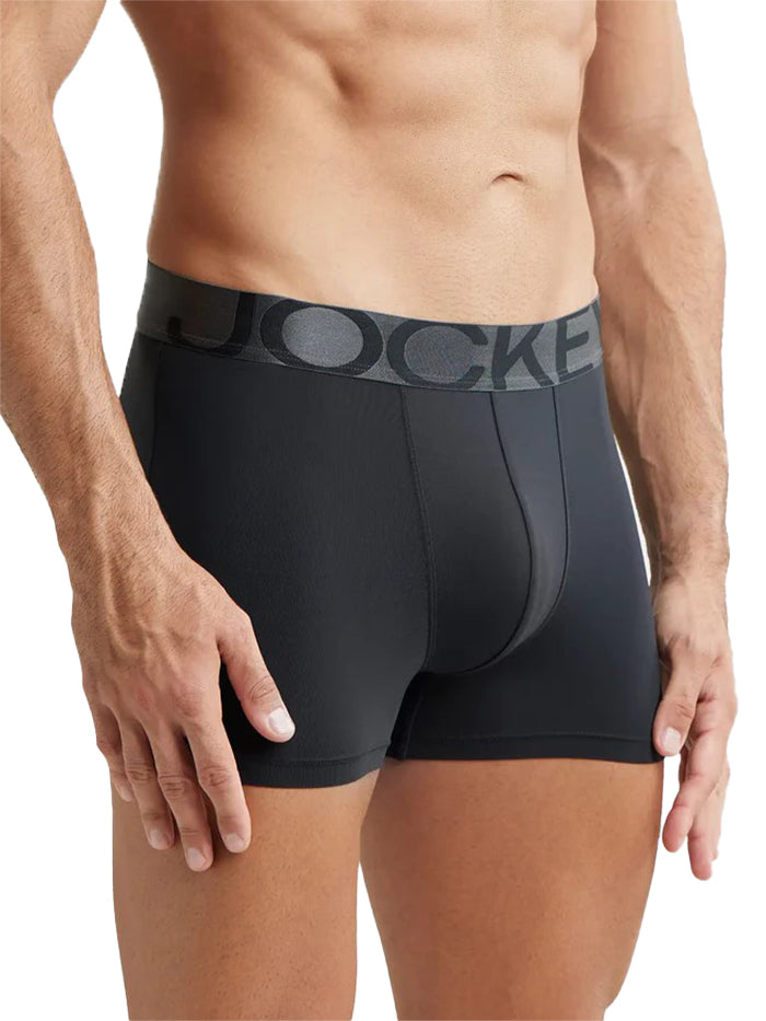 Men's Tactel Microfiber Elastane Stretch Solid Black Trunk