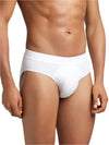 Men&#39;s Supima Cotton Elastane Stretch Solid White Brief