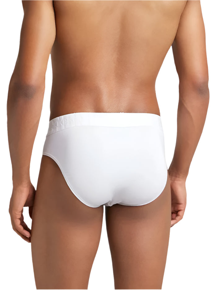 Men&#39;s Supima Cotton Elastane Stretch Solid White Brief