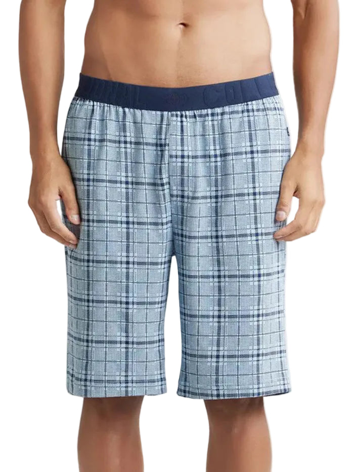 Tencel Micro Modal Cotton Elastane Stretch Sleep Shorts - Light Blue Print