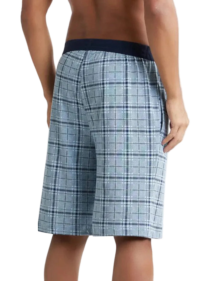 Tencel Micro Modal Cotton Elastane Stretch Sleep Shorts - Light Blue Print