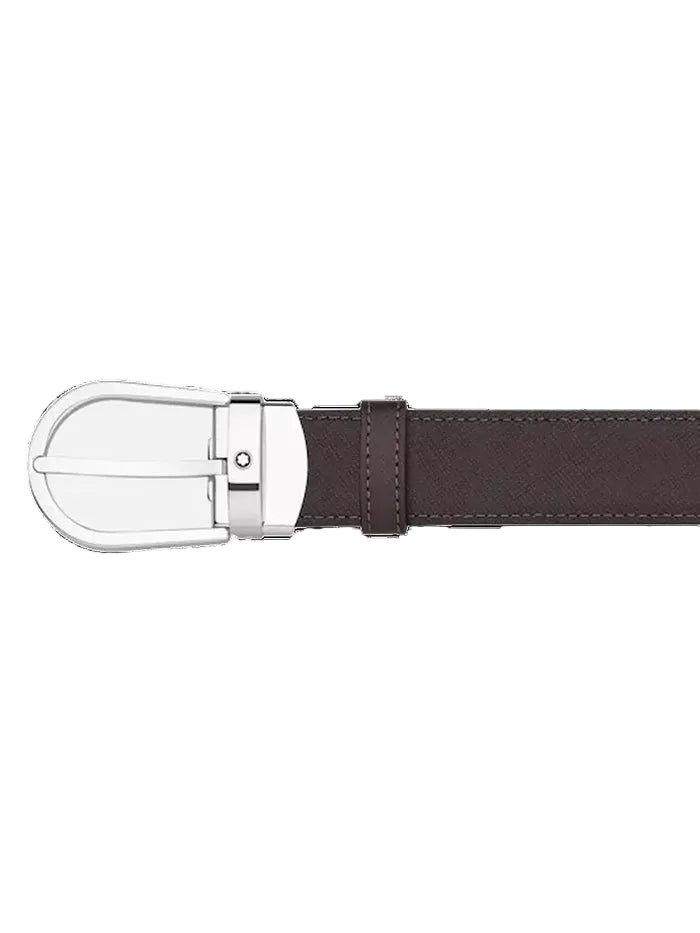 HORSESHOE BUCKLE BLACK / BROWN 30 MM REVERSIBLE LEATHER BELT