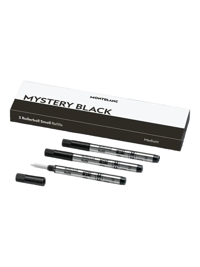 3 ROLLERBALL SMALL REFILLS, MYSTERY BLACK MEDIUM