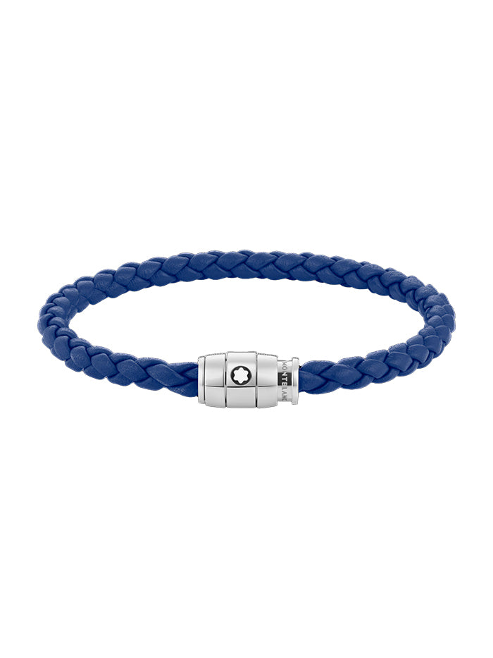 Montblanc - Bracelet Steel 3 rings closing and Blue leather