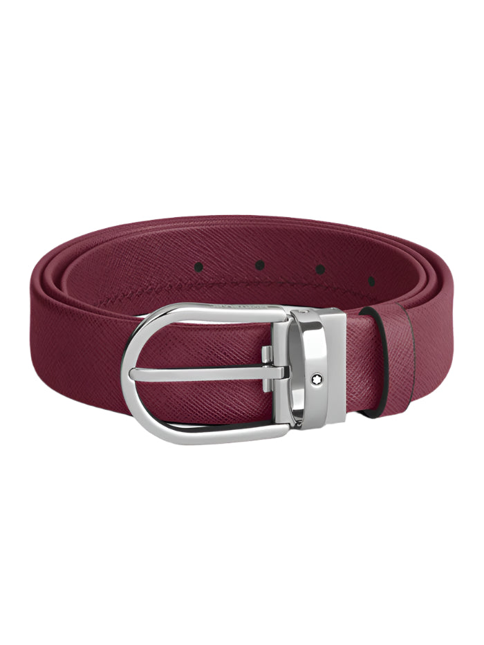 Montblanc - Horseshoe buckle cassis 35mm leather belt