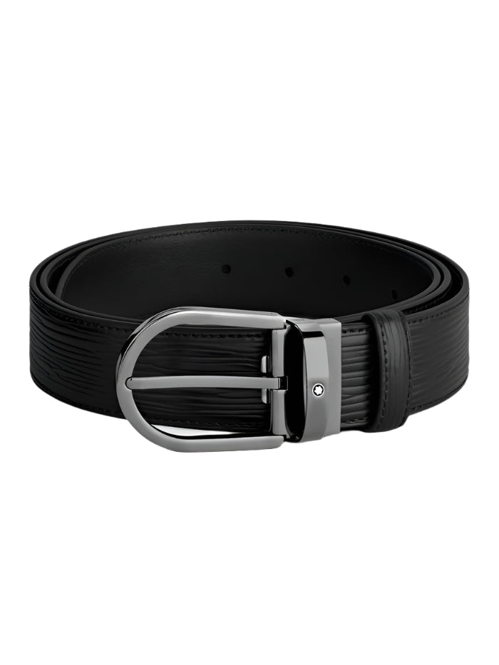 Montblanc - Horseshoe Buckle Black 35 mm Leather Belt
