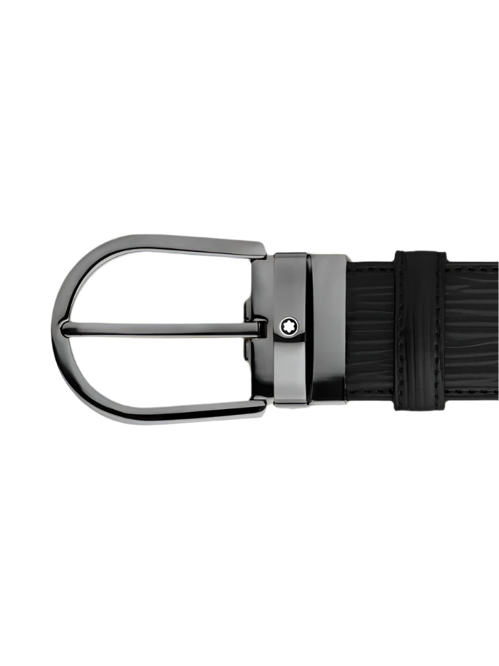 Montblanc - Horseshoe Buckle Black 35 mm Leather Belt