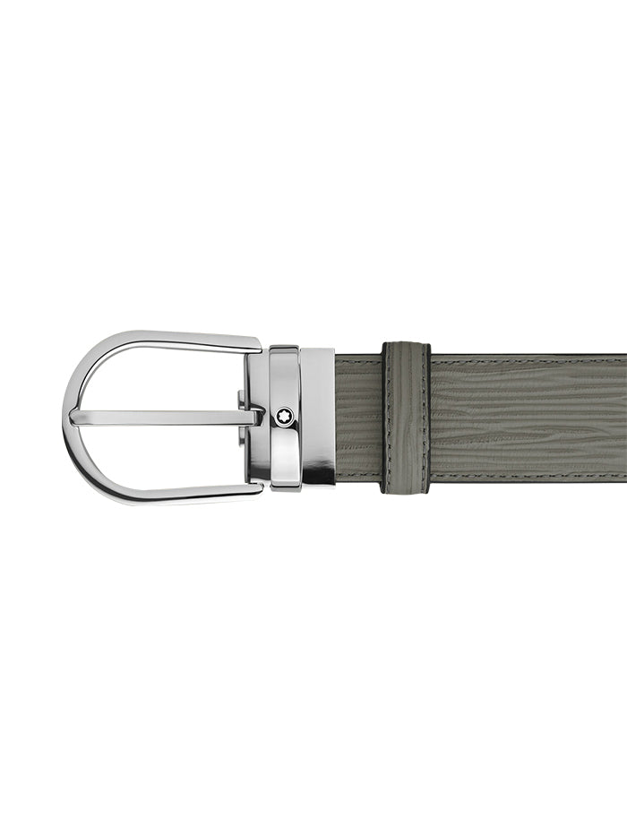 Montblanc - Horseshoe buckle medium grey 35mm leather belt