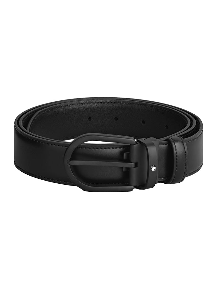 Montblanc - Horseshoe buckle black 35mm leather belt