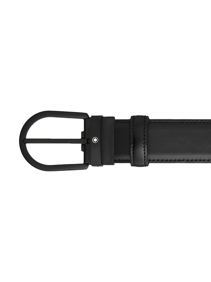 Montblanc - Horseshoe buckle black 35mm leather belt