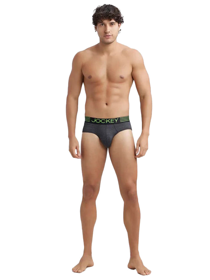 Men&#39;s Microfiber Mesh Elastane Stretch Performance Brief with StayDry Technology - Black