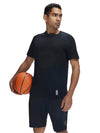 Men&#39;s Half Sleeve Black T-Shirt with Breathable Mesh