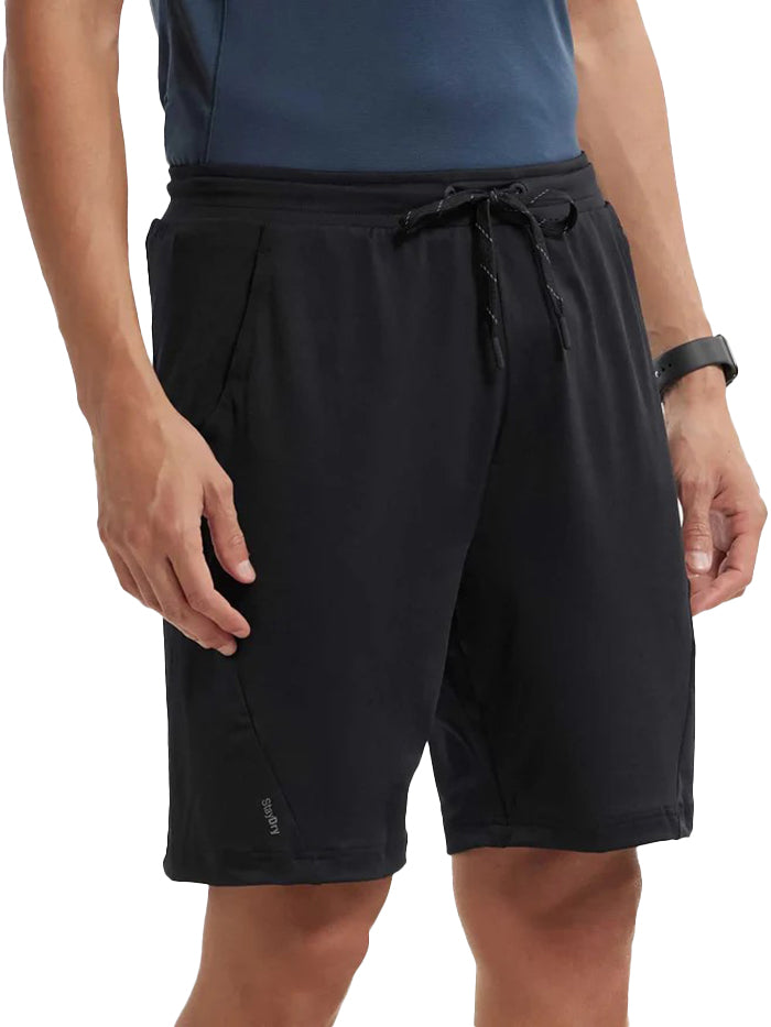 Men's Microfiber Elastane Stretch Solid Black Shorts