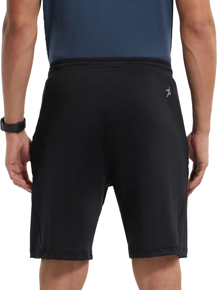 Men's Microfiber Elastane Stretch Solid Black Shorts