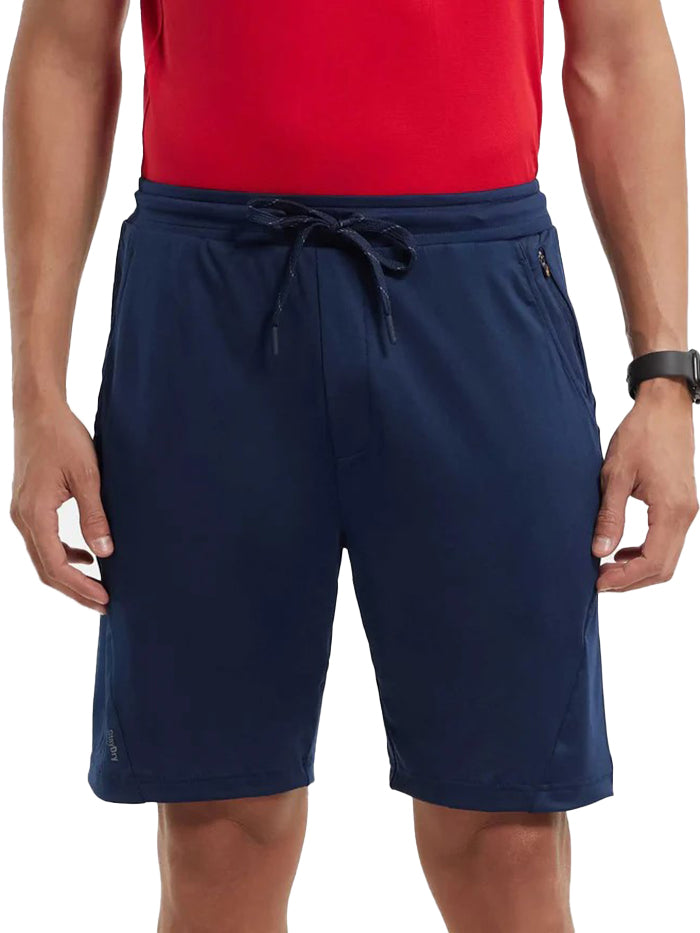 Men's Microfiber Elastane Stretch Solid Navy Shorts