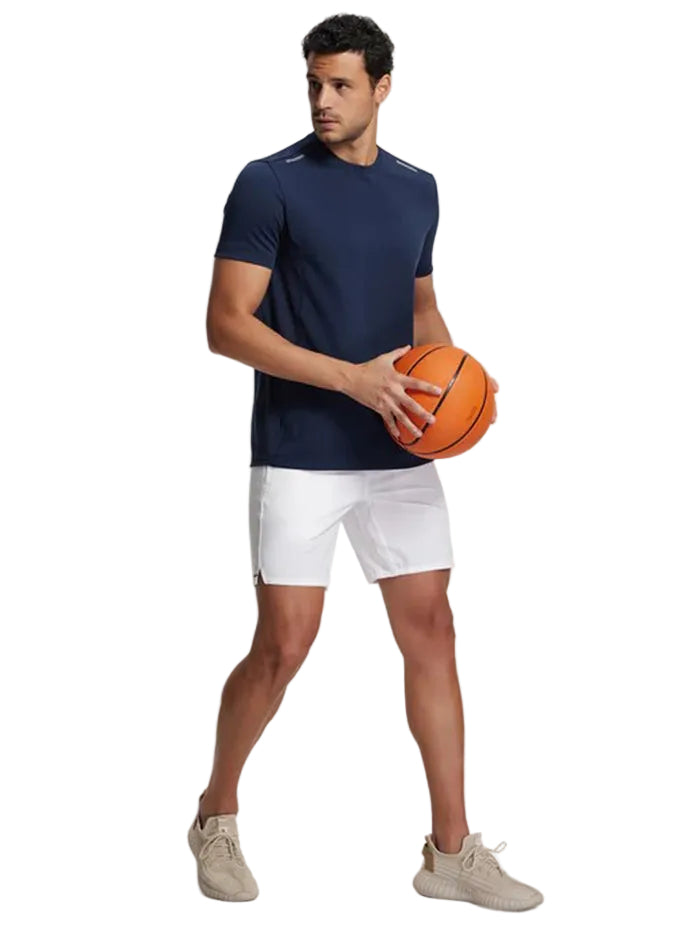 Recycled Microfiber Elastane Stretch Solid Shorts - White