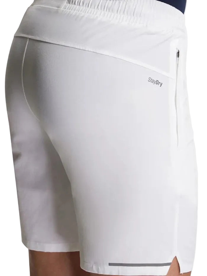Recycled Microfiber Elastane Stretch Solid Shorts - White