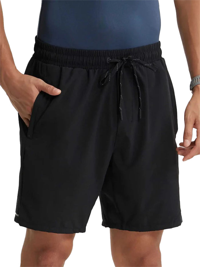Men's Recycled Microfiber Elastane Stretch Solid Black Short