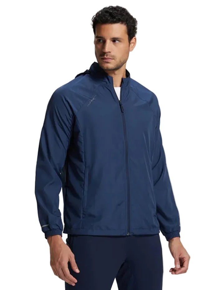 Microfiber Water Resistant Convertible Hoodie Jacket - Navy