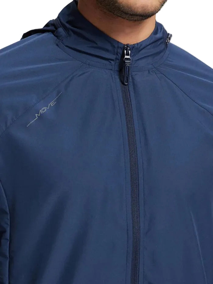 Microfiber Water Resistant Convertible Hoodie Jacket - Navy