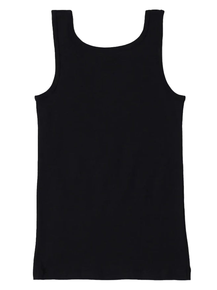 Girl's Super Combed Cotton Rib Solid Inner Black Tank Top