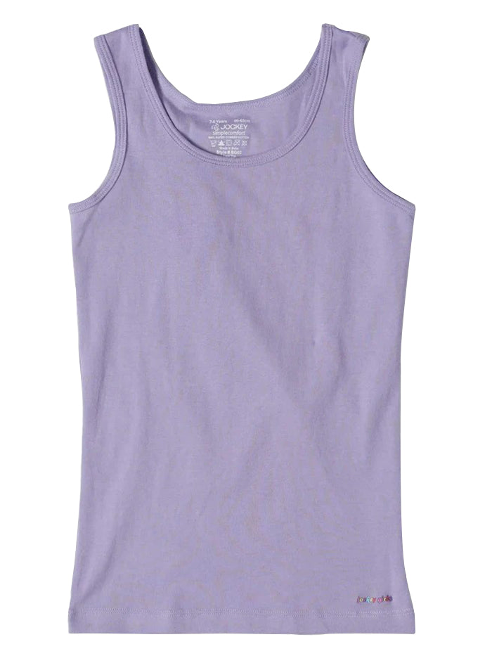 Girl's Super Combed Cotton Rib Solid Inner Violet Tulip Tank Top