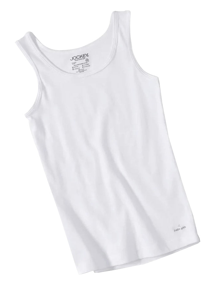 Girl&#39;s Super Combed Cotton Rib Solid Inner White Tank Top