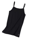 Girl&#39;s Super Combed Cotton Rib Fabric Camisole with Regular Straps - Black