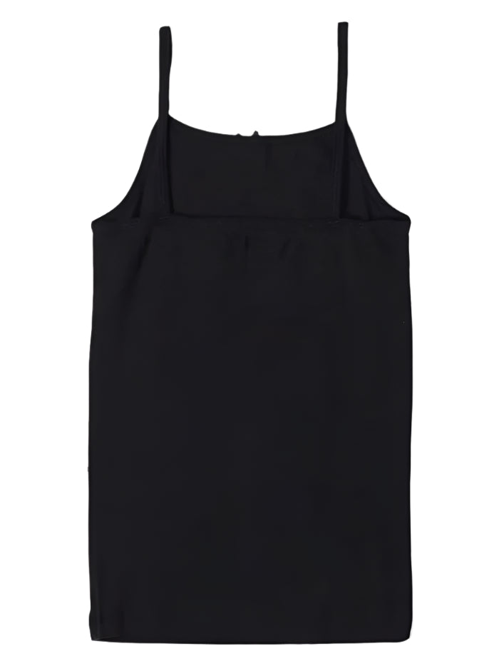 Girl's Super Combed Cotton Rib Fabric Camisole with Regular Straps - Black