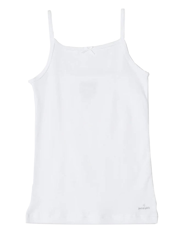 Girl's Super Combed Cotton Rib Fabric Camisole with Regular Straps - White