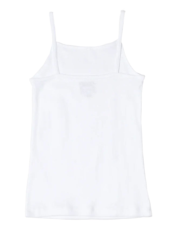 Girl's Super Combed Cotton Rib Fabric Camisole with Regular Straps - White