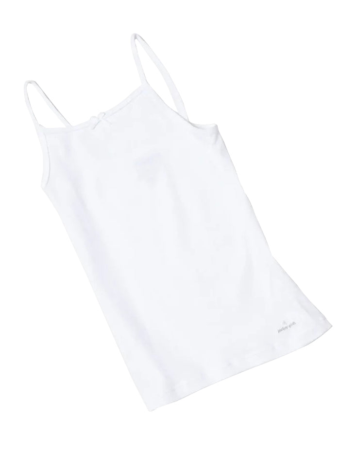 Girl&#39;s Super Combed Cotton Rib Fabric Camisole with Regular Straps - White