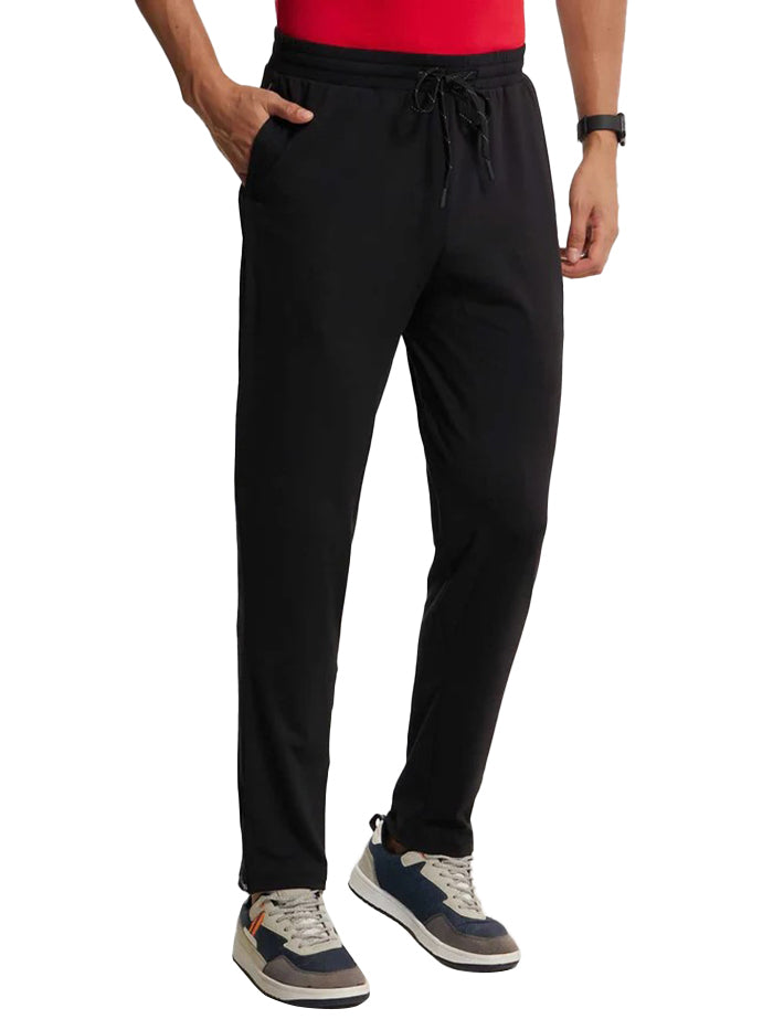 Men's Soft Touch Microfiber Elastane Stretch Black Trackpant