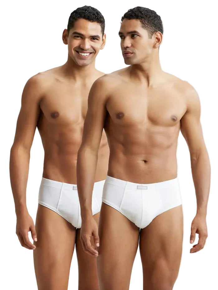 Super Combed Cotton Rib Solid Brief with StayFresh Treatment - White (Pack of 2)