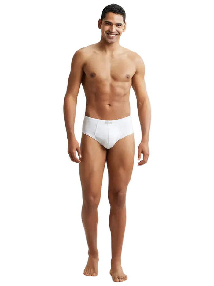 Super Combed Cotton Rib Solid Brief with StayFresh Treatment - White (Pack of 2)