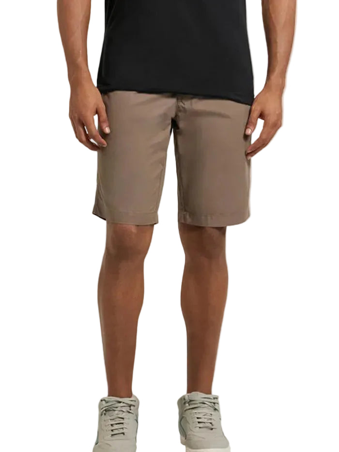 Super Combed Mercerised Cotton Woven Straight Fit Shorts with Side Pockets - Dark Khaki