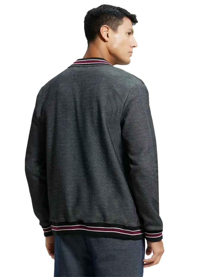 Men&#39;s Super Combed Cotton Rich Jacket with Ribbed Cuffs - Black