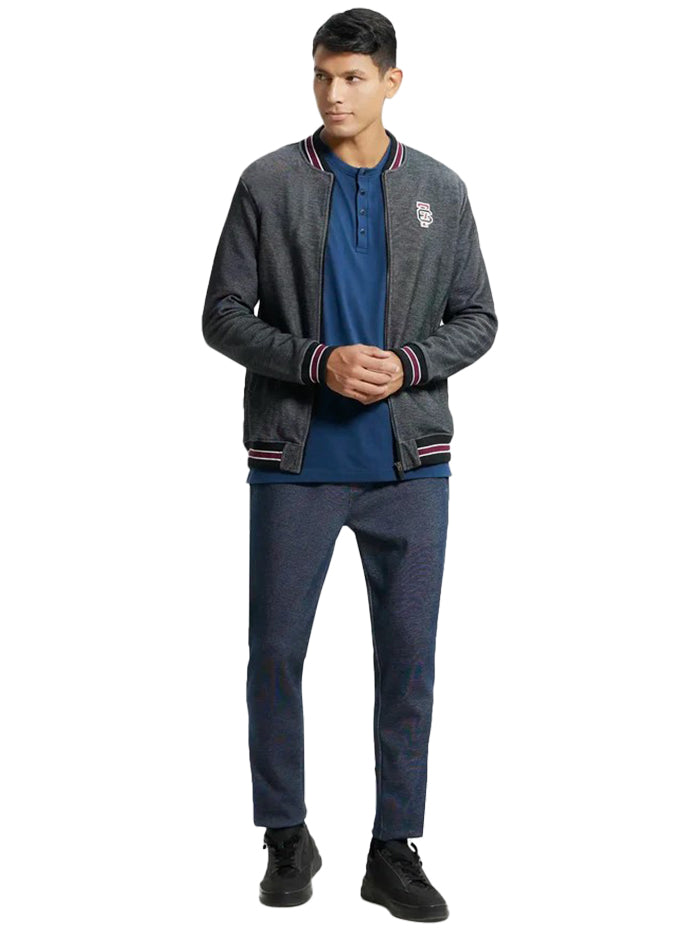 Men&#39;s Super Combed Cotton Rich Jacket with Ribbed Cuffs - Black