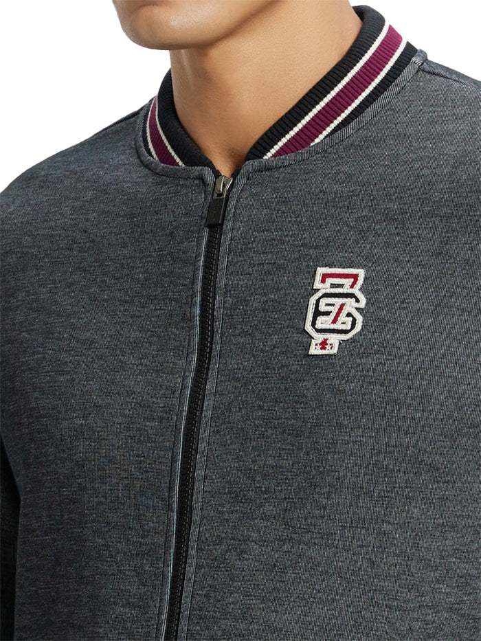 Men&#39;s Super Combed Cotton Rich Jacket with Ribbed Cuffs - Black