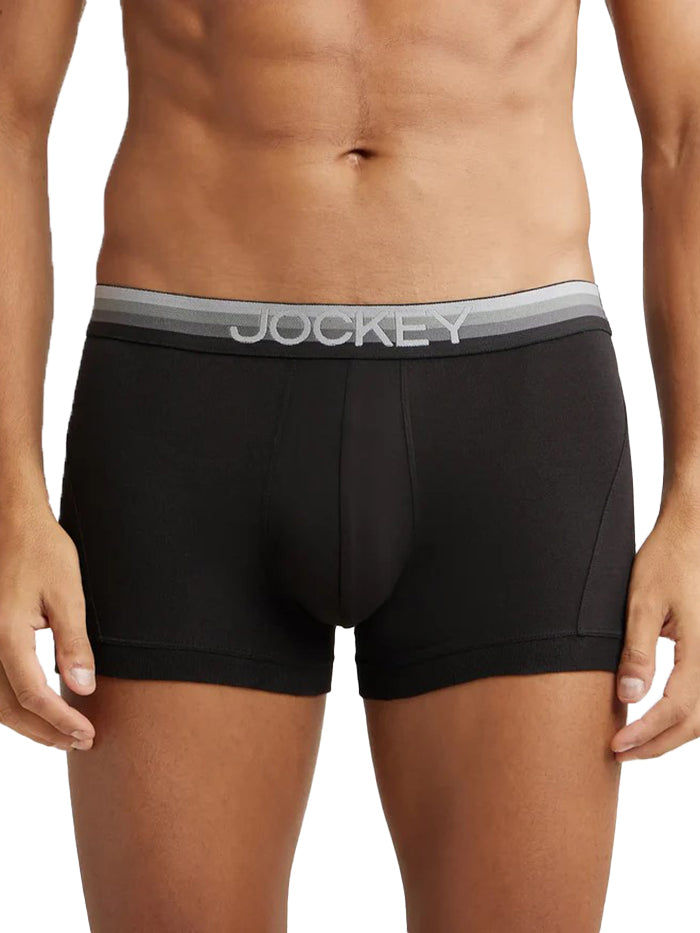 Men's Super Combed Cotton Elastane Stretch Solid Black Trunk