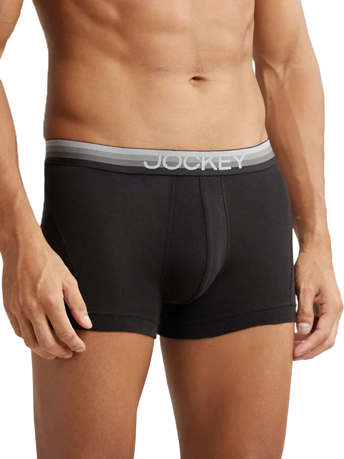 Men's Super Combed Cotton Elastane Stretch Solid Black Trunk