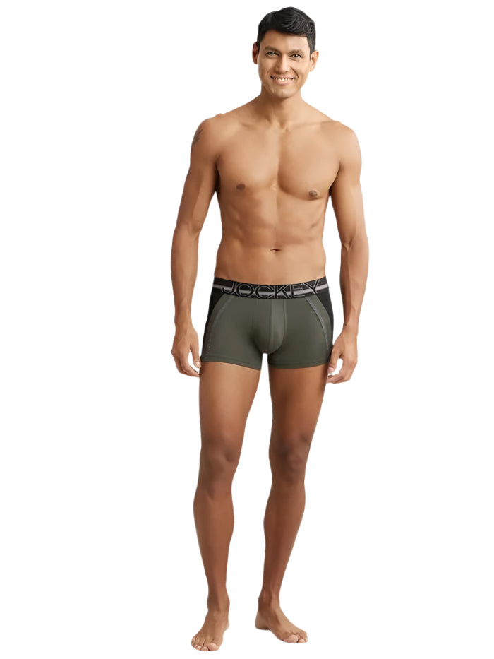 Men&#39;s Super Combed Cotton Elastane Stretch Solid Deep Olive Trunk