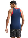 Men&#39;s Super Combed Cotton Rib Square Neck Navy Gym Vest