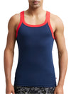 Men&#39;s Super Combed Cotton Rib Square Neck Navy Gym Vest