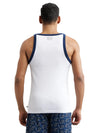 Men&#39;s Super Combed Cotton Rib Square Neck White Gym Vest