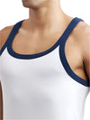 Men&#39;s Super Combed Cotton Rib Square Neck White Gym Vest