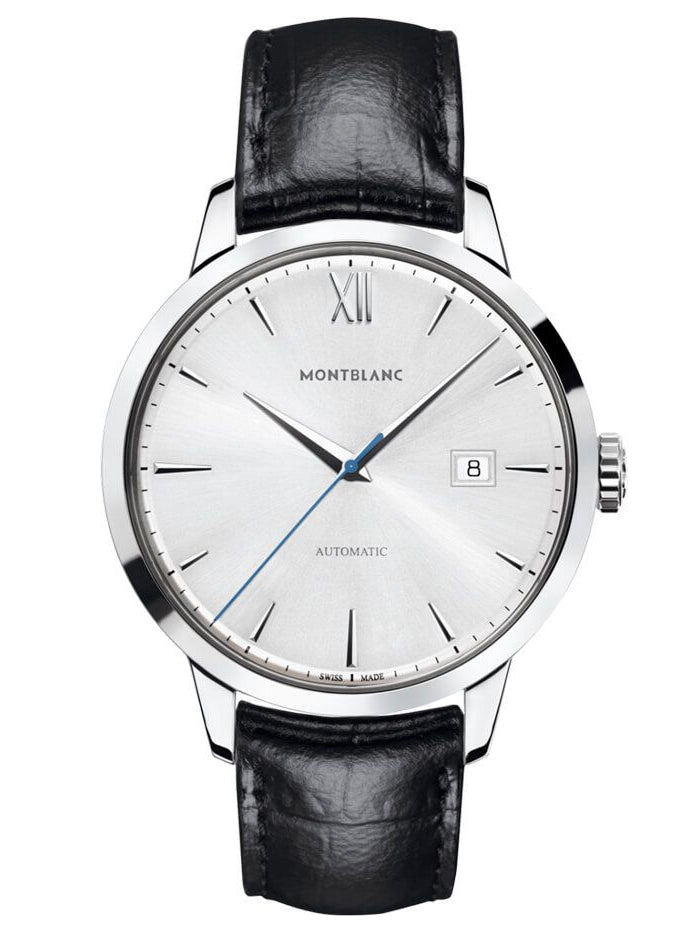 MONTBLANC WATCH MST HERITAGE AUTO SILVER DIAL LEATHER DATE