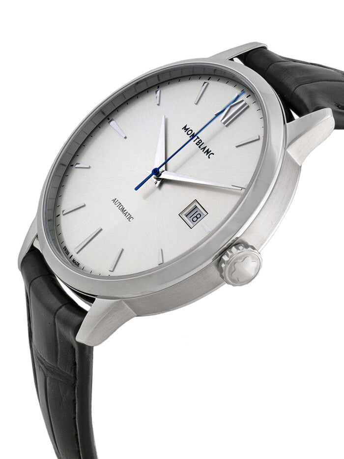 MONTBLANC WATCH MST HERITAGE AUTO SILVER DIAL LEATHER DATE